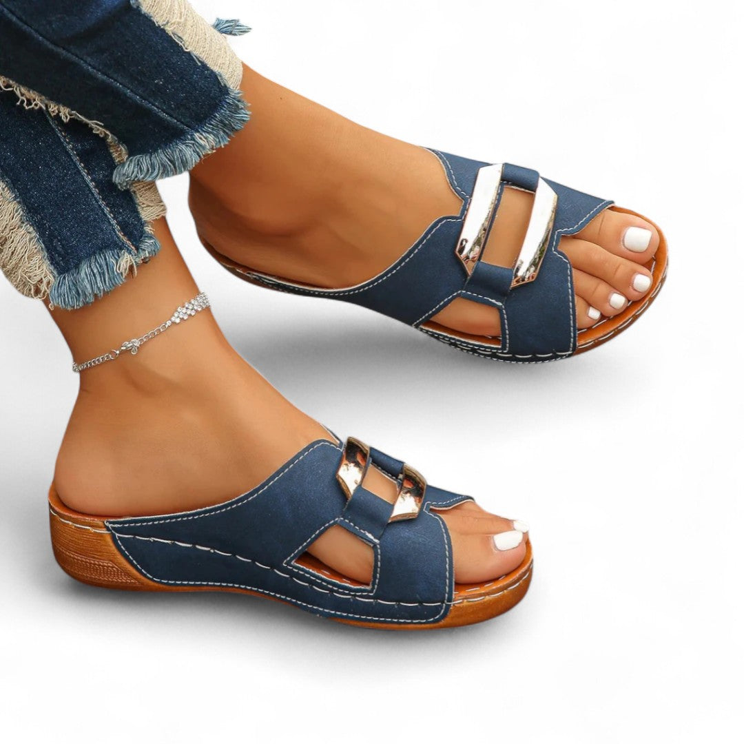 Dara Double-Buckle Slides