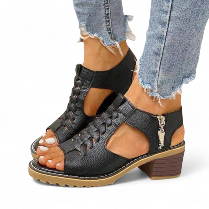 Elena Zip High Heel Sandals