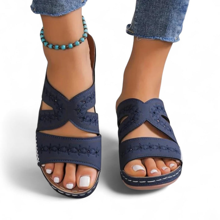 Calla Embroidered Slide Sandals