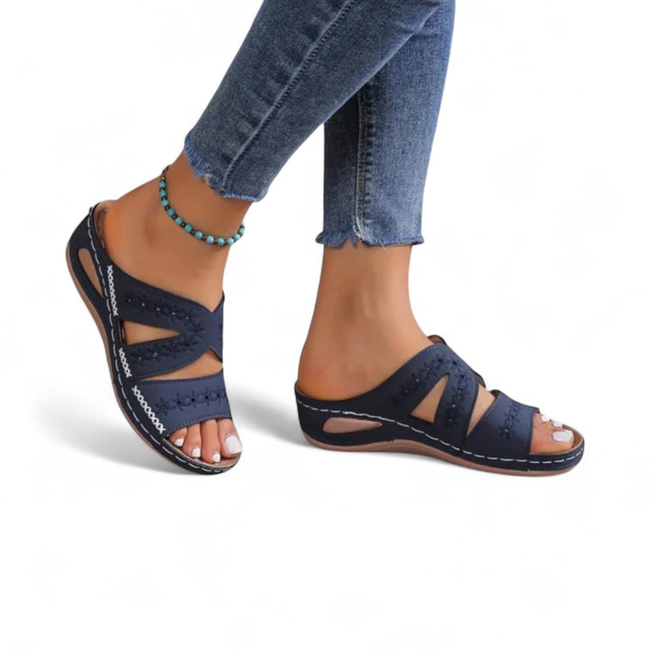 Calla Embroidered Slide Sandals