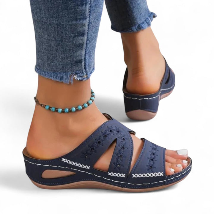 Calla Embroidered Slide Sandals