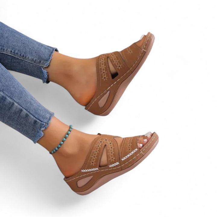 Calla Embroidered Slide Sandals