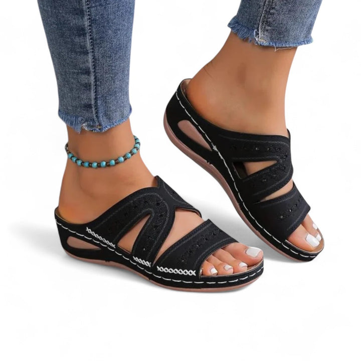 Calla Embroidered Slide Sandals
