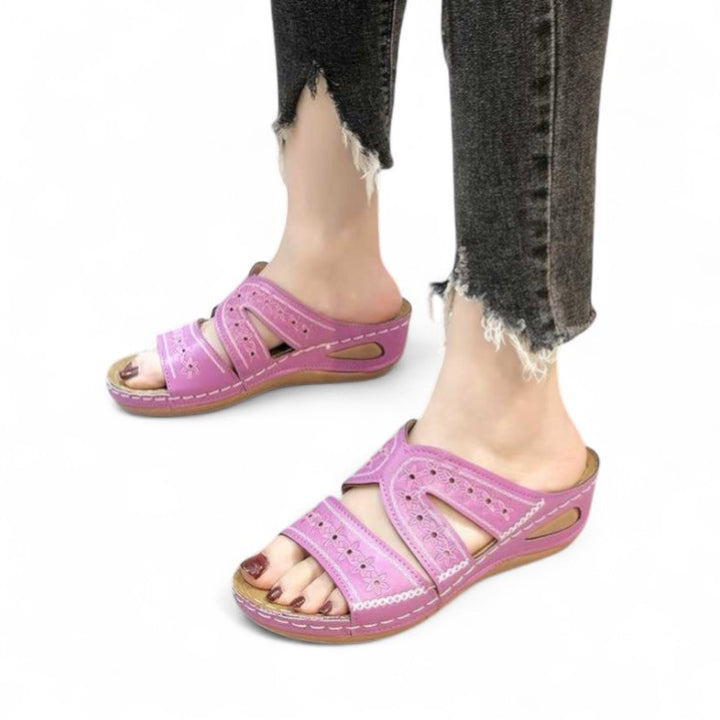 Calla Embroidered Slide Sandals
