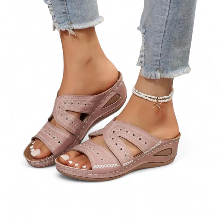 Calla Embroidered Slide Sandals