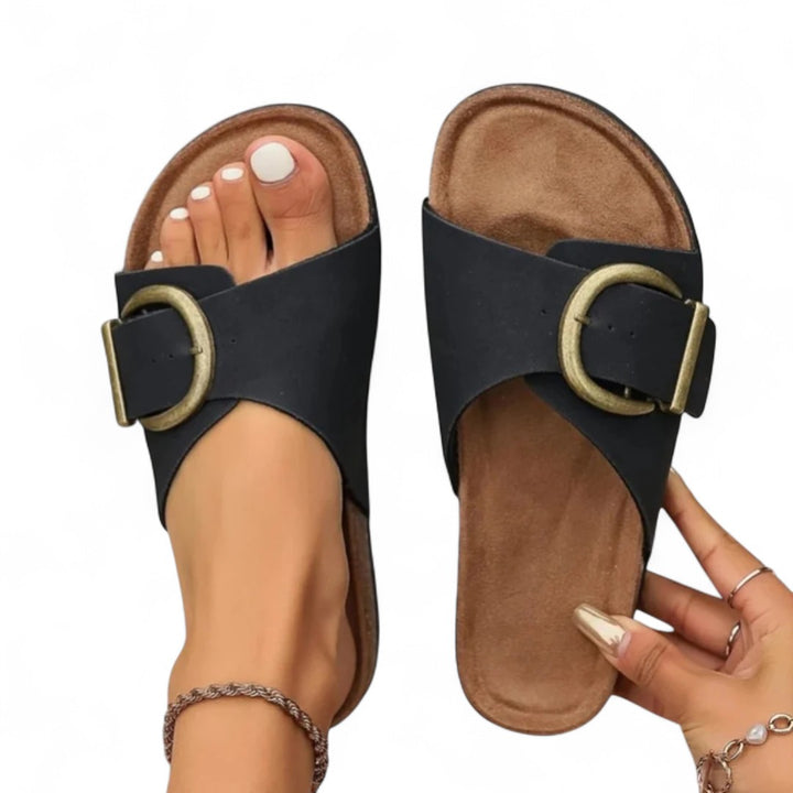 Lina Buckle Comfort Slides