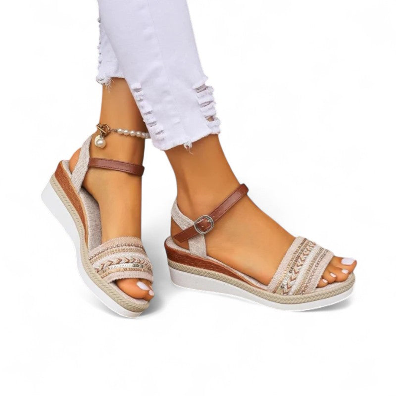 Mila Beaded Wedge Sandals