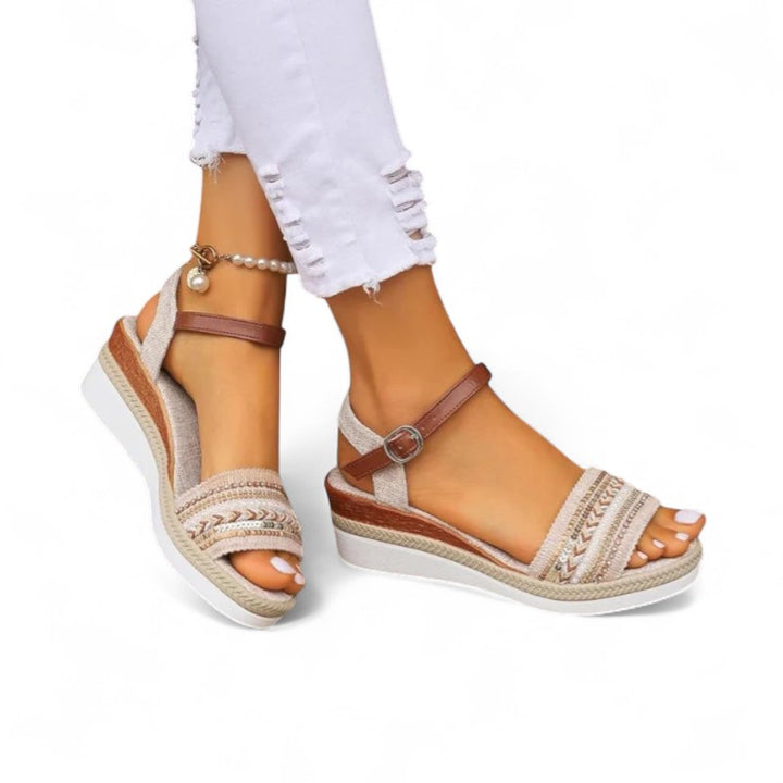 Mila Beaded Wedge Sandals