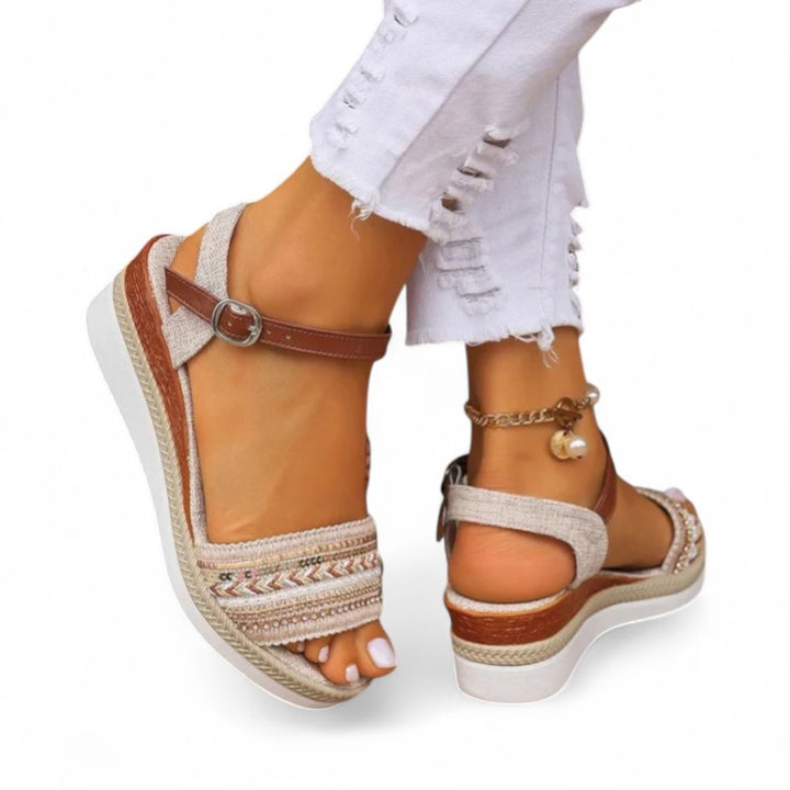 Mila Beaded Wedge Sandals