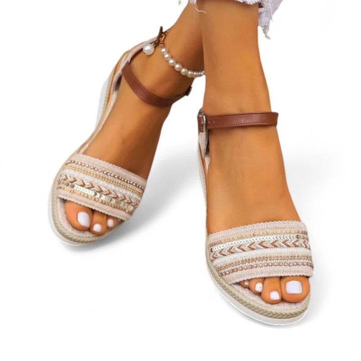 Mila Beaded Wedge Sandals