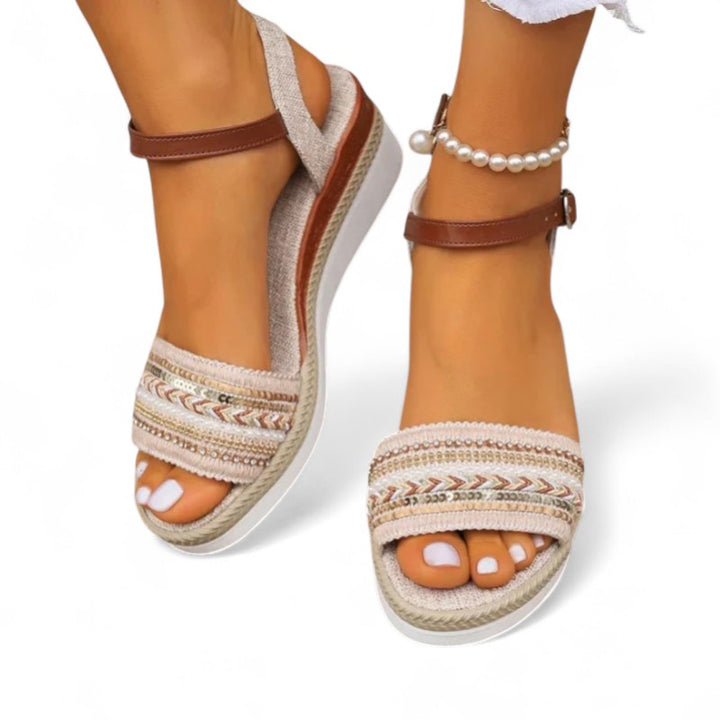 Mila Beaded Wedge Sandals