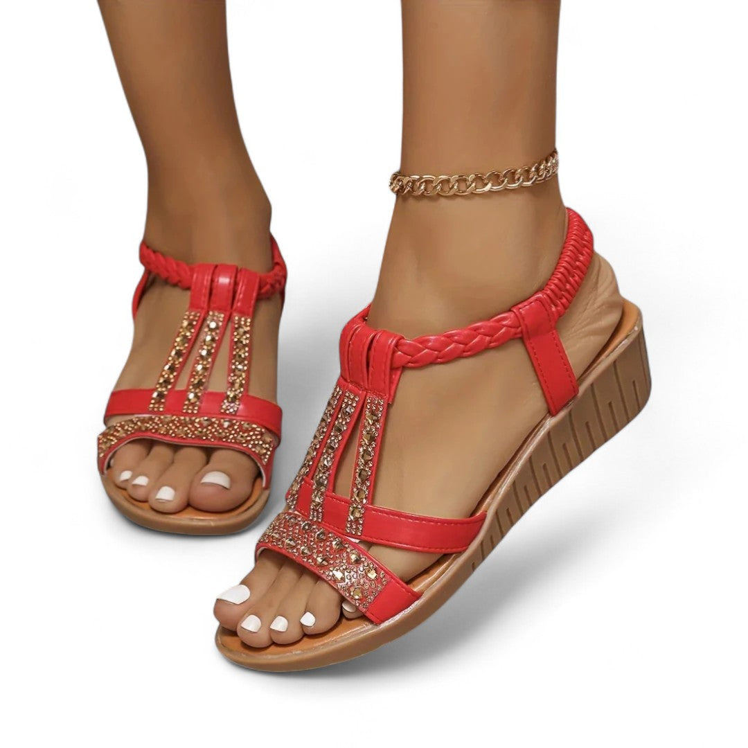 Zara Embellished Wedge Sandals