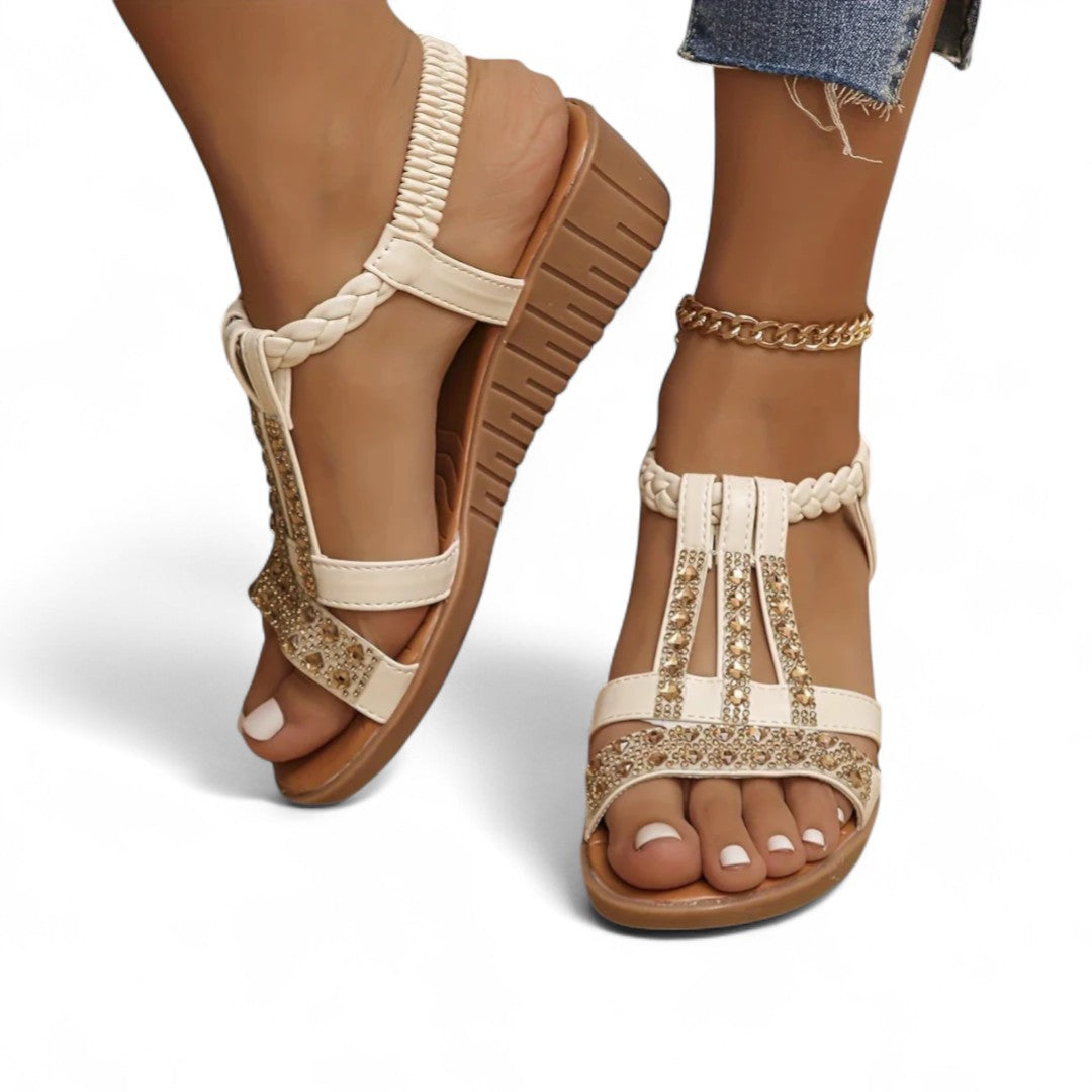 Zara Embellished Wedge Sandals