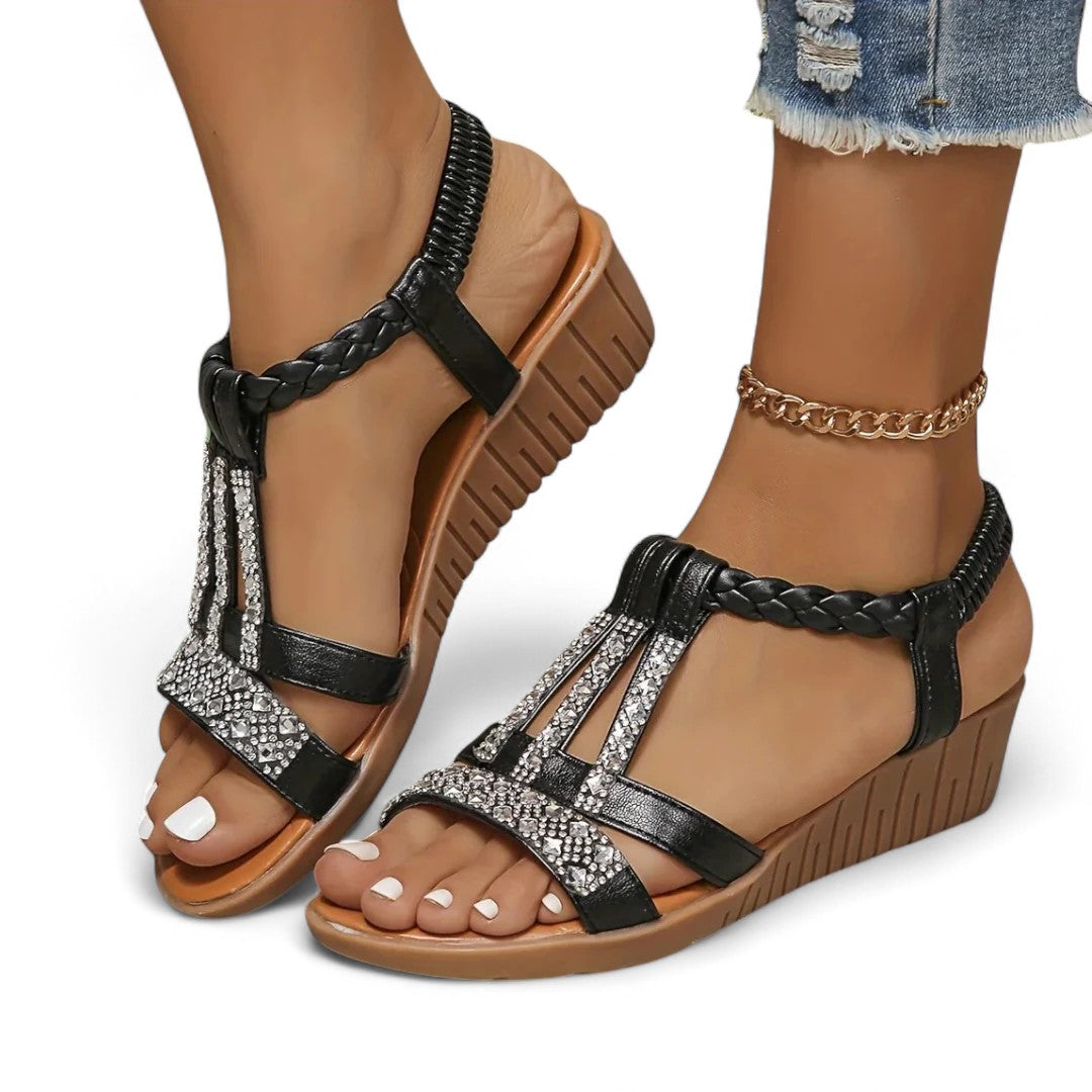 Zara Embellished Wedge Sandals