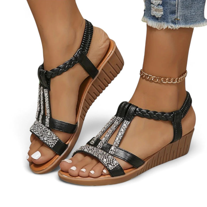 Zara Embellished Wedge Sandals