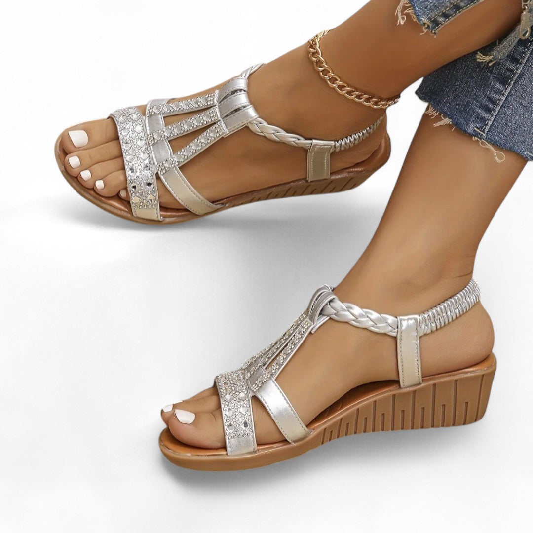 Zara Embellished Wedge Sandals