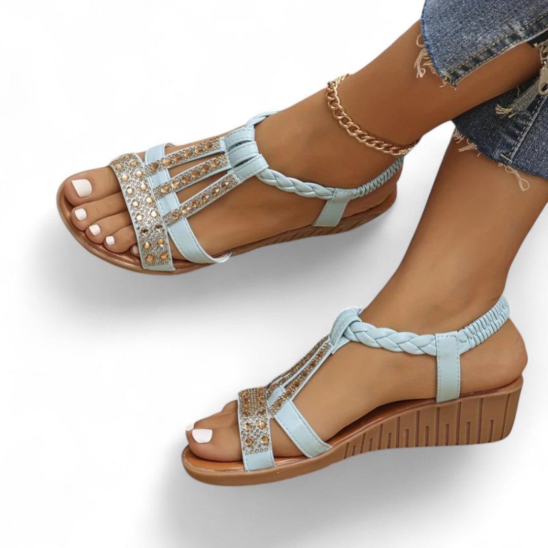 Zara Embellished Wedge Sandals
