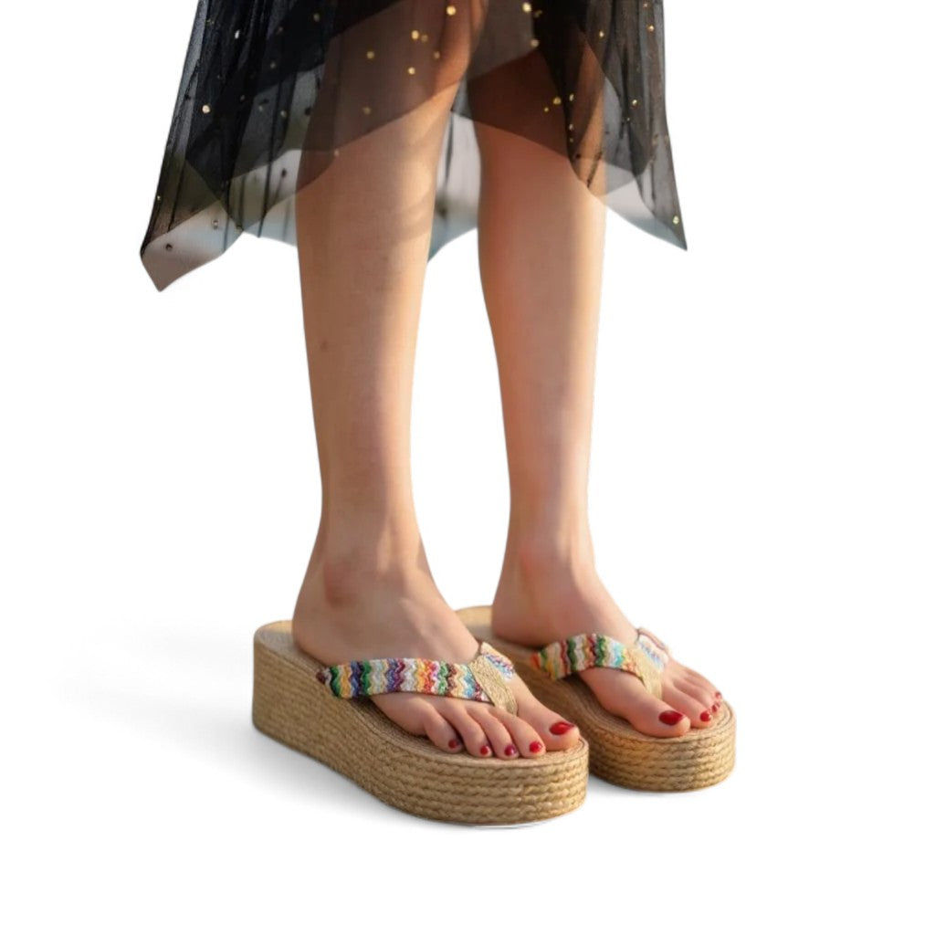 Zina Rainbow Platform Flip-Flops